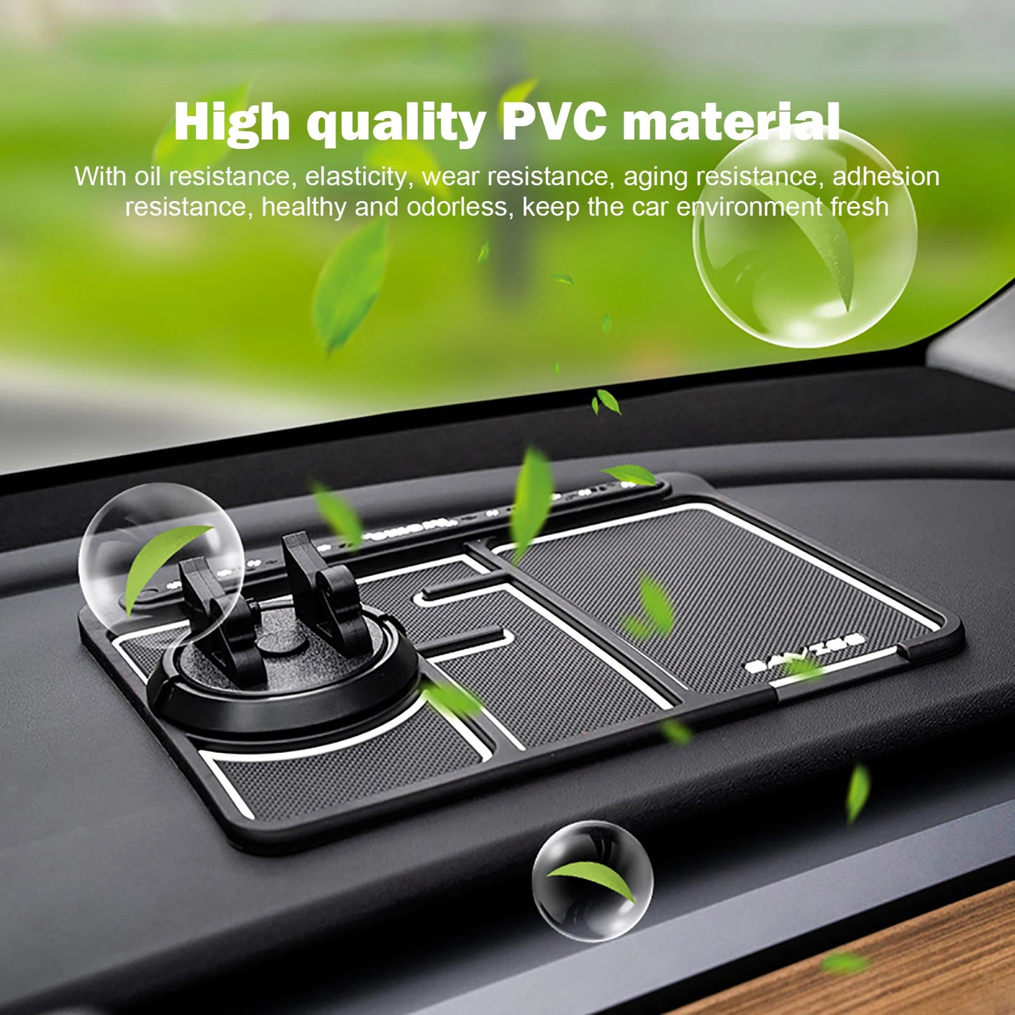 Multi-Functional Car Anti-Slip Mat Car Parking Number Card 360 Degree Rotating Multifunctional Storage Pad Non-Slip Phone Pad