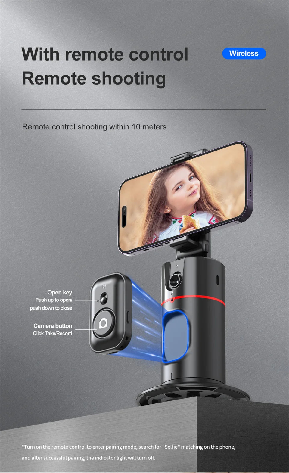 Face Tracking Gimbal tripod 360 Rotation 1.5M selfie stick and Light Stabilizer Selfie Desktop for Tiktok Smartphone