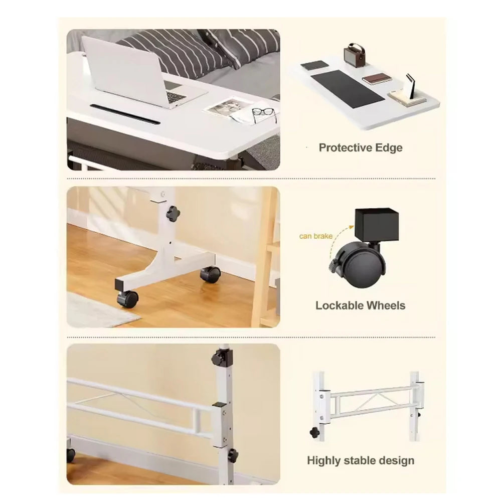 Small Mobile Standing Desk, Adjustable Height Rolling Desk Small Computer Desk Stand Up Desk With Wheels For Home Office School