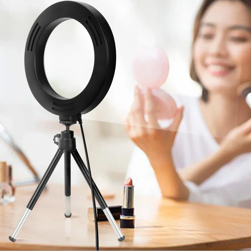 Selfie Ring Light 26 16 cm with Tripod Stand & Mobile Holder Photography Led Rim Of Lamp for Live Streaming Youtube Tiktok Video