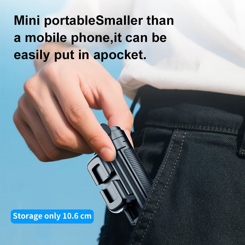 Mini Pocket Tripod Selfie Stick with 360° Phone Holder & Bluetooth Remote for Live Streaming & Vlogging