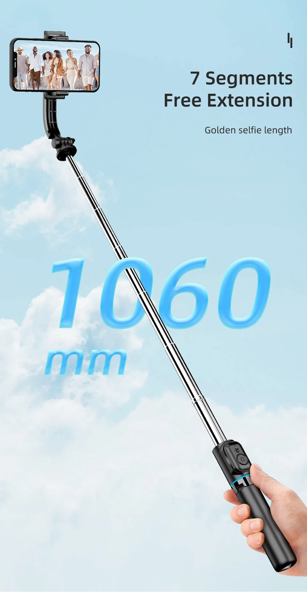 Adjustable Selfie Stick Tripod with LED Fill Light