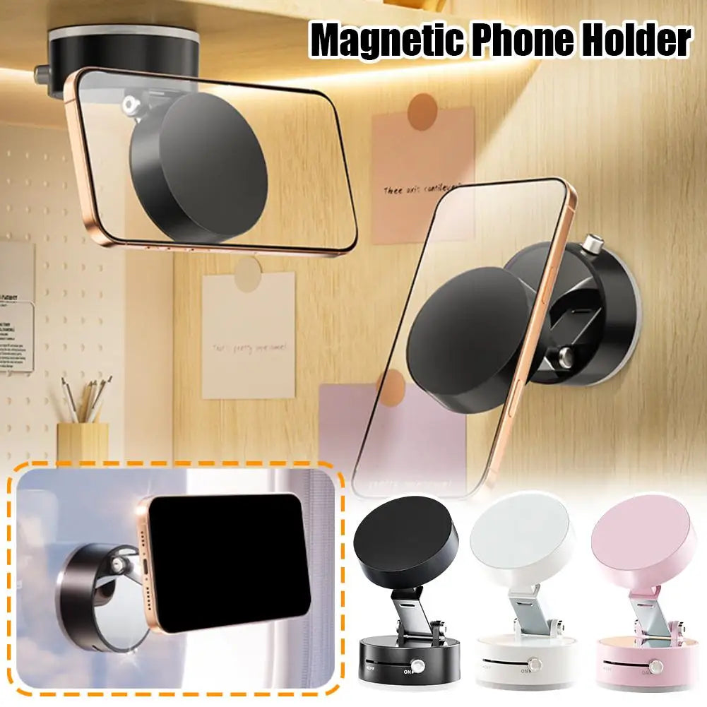 Vacuum Suction Cup Magnetic Car Phone Holder Double-Sided Foldable Magnetic Auto Phone Bracket For Car Interior Accessories