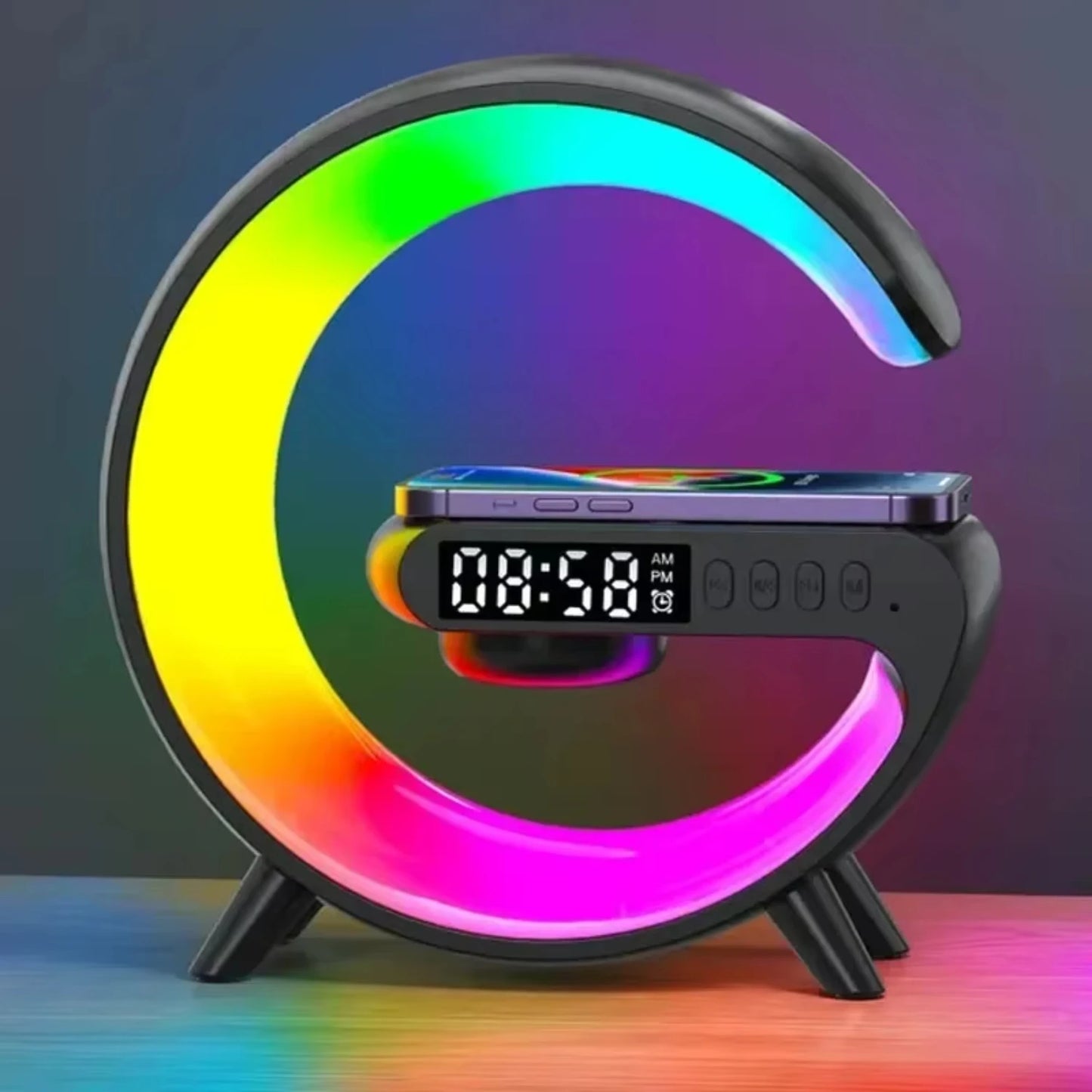 3-in-1 Wireless Charger Stand with Speaker & RGB Night Light