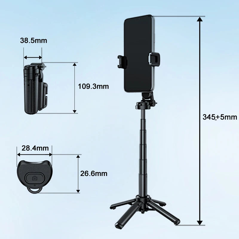Mini Pocket Tripod Selfie Stick with 360° Phone Holder & Bluetooth Remote for Live Streaming & Vlogging
