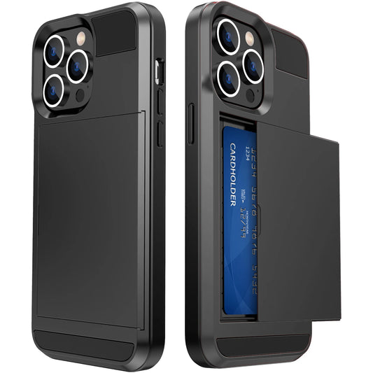 Hybrid Armor Case for iPhone 14 13 Pro Max Wallet Case Card Holder Shockproof Rubber Bumper Cover for iPhone 14 Plus Case