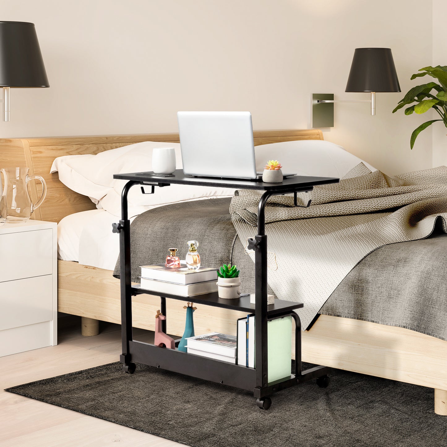 Adjustable Computer Desk with Charging Ports