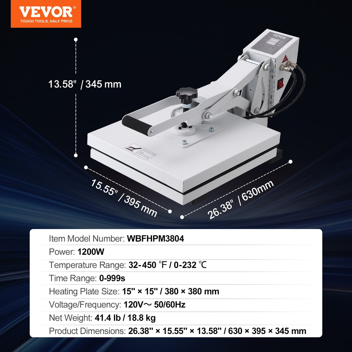 Heat Press, Heat Press Machine For T-Shirt, Fast Heating, Power Digital Industrial Sublimation Printer For Heat Transfer Vinyl, High Pressure Heat Press 15x15, Easy To Use, White