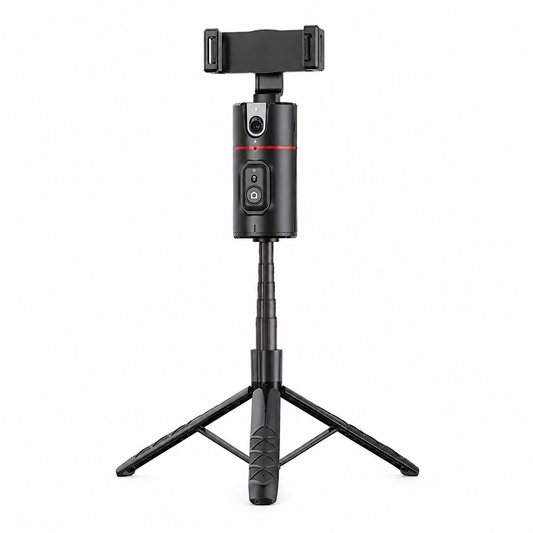Face tracking smartphone gimbal tripod on a white background